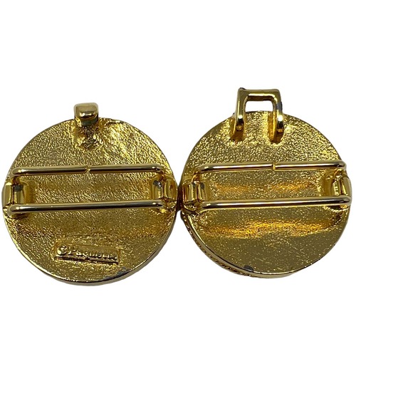 Vintage Paquette‎ Black White Enameled  Polka Dot Belt Buckle - Picture 2 of 3